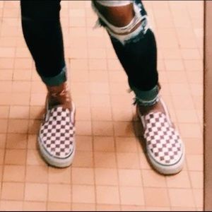 MAROON CHECKERED VANS